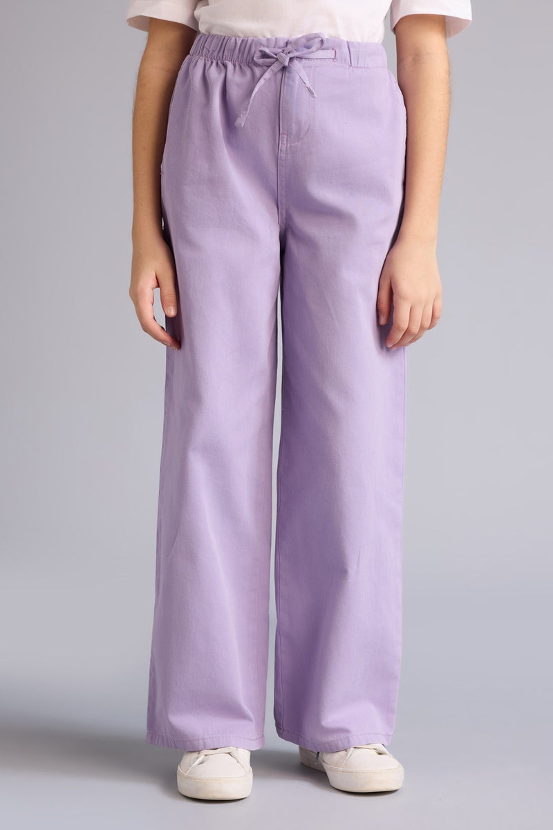 DeFacto Purple Girl Girl Wide Leg Gabardine Trousers Casual - Image 3